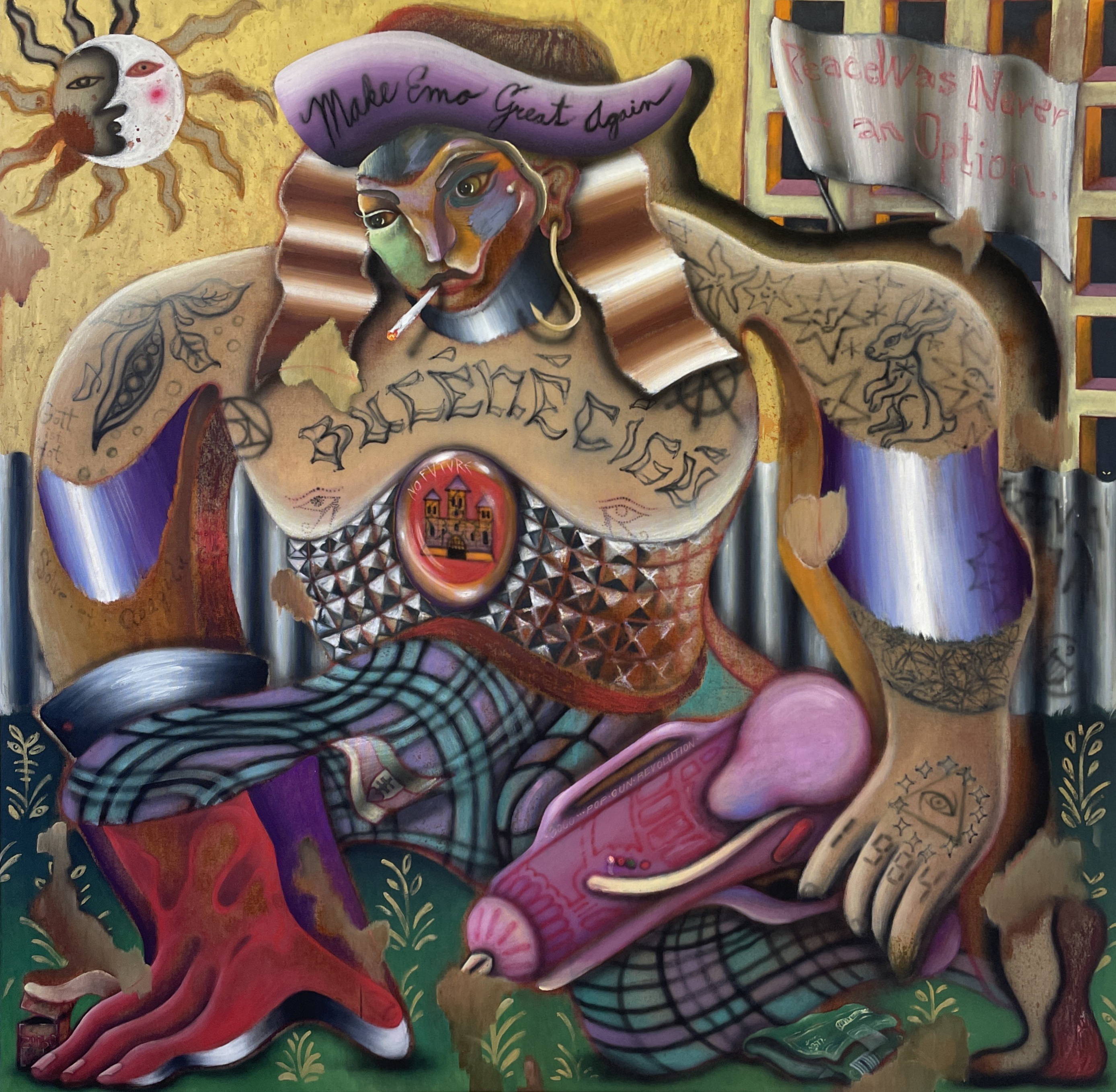Jánošík Hyperborean Prešporský, 150x150cm, mix médií na plátně, 2025