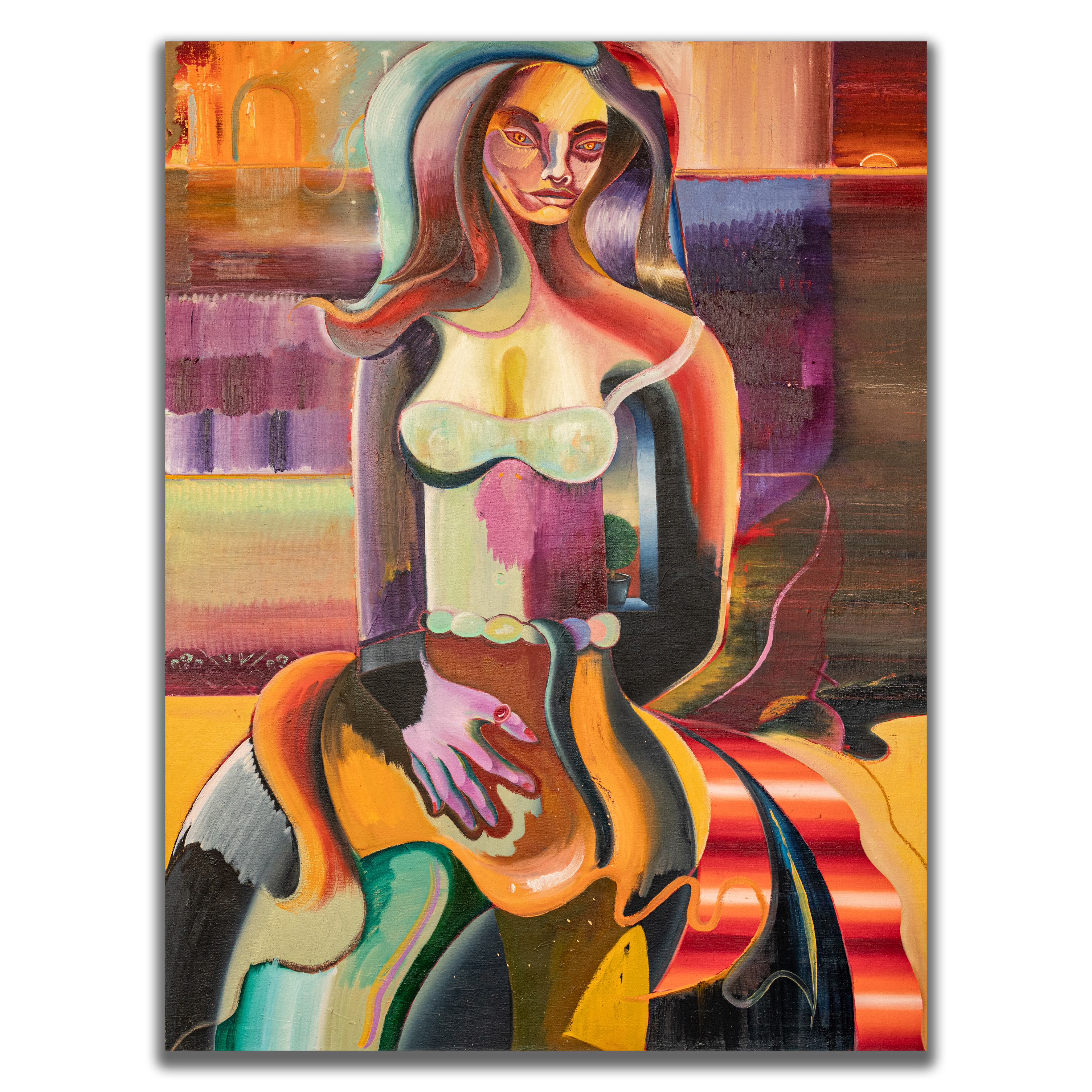 She Knows She is the Empress, 180x130cm, mix médií na plátně, 2024