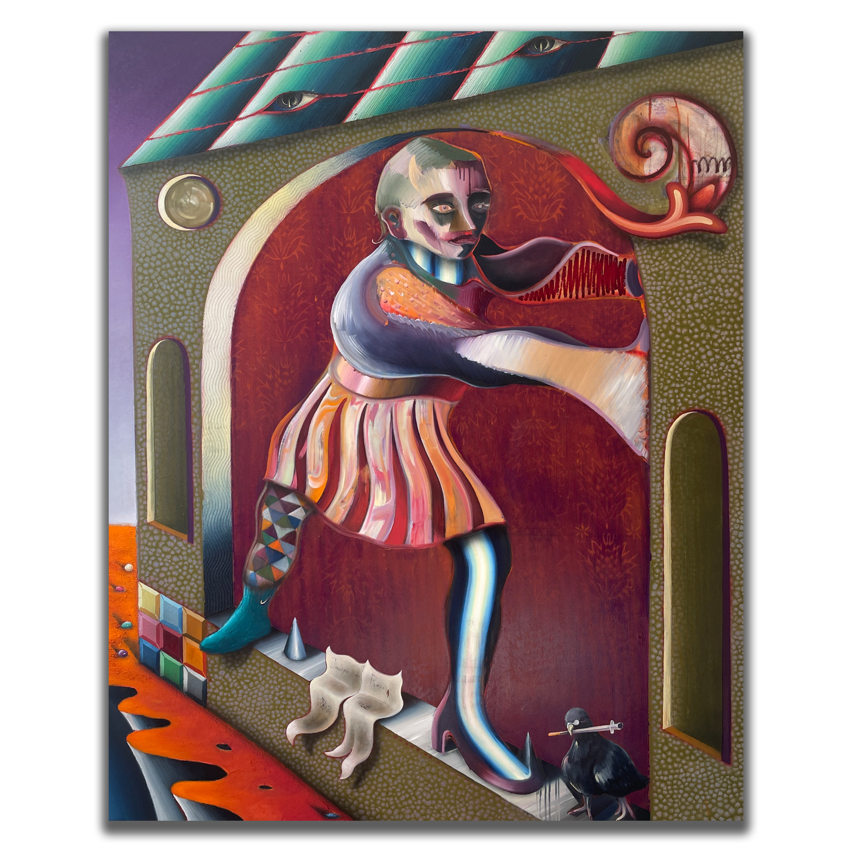 She_s Lost Control, 180x140cm, mix médií na plátně, 2025