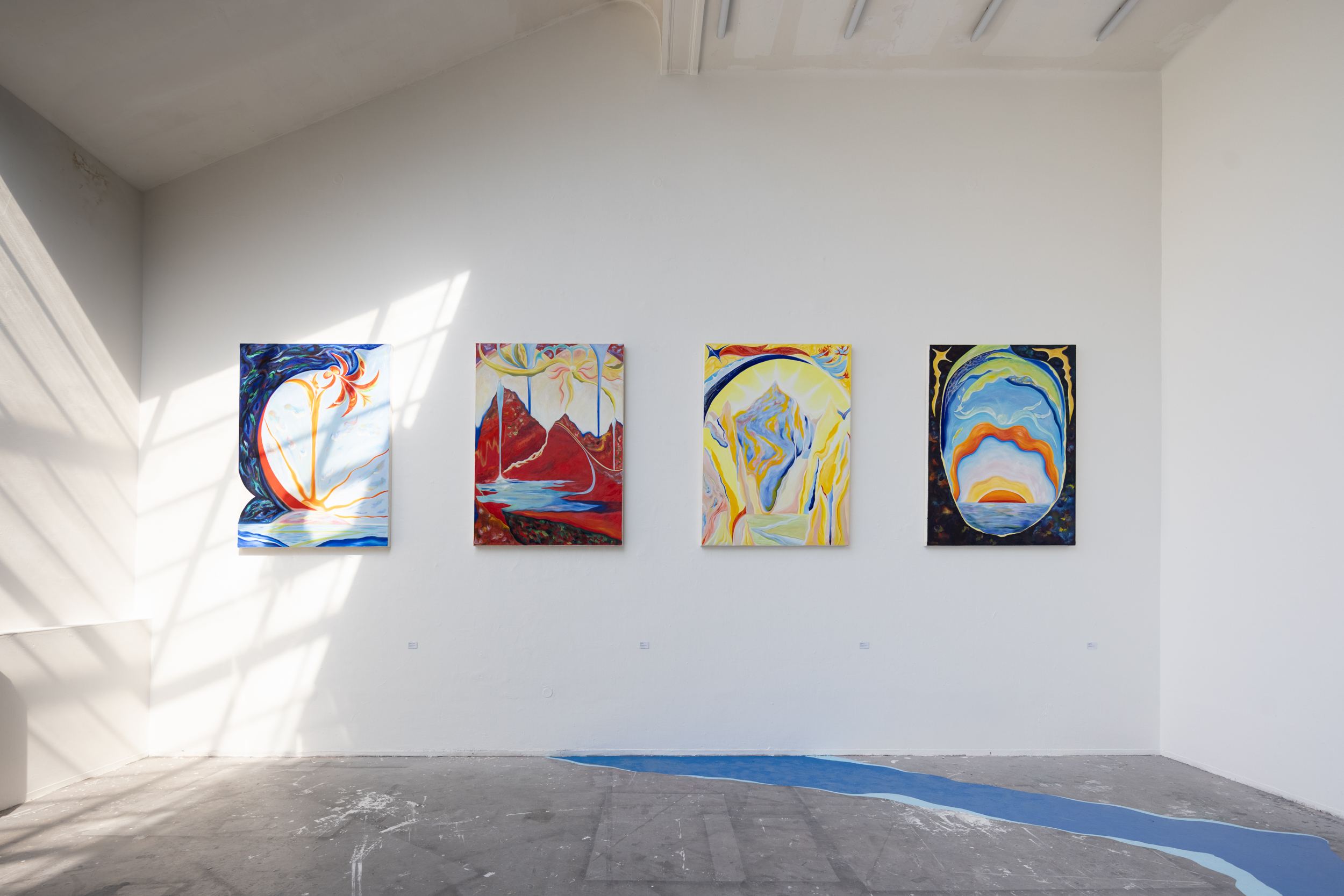 Vnitřní krajina ve vnějším světě, tetraptych, olej na plátně, 135 × 180 cm, 2025